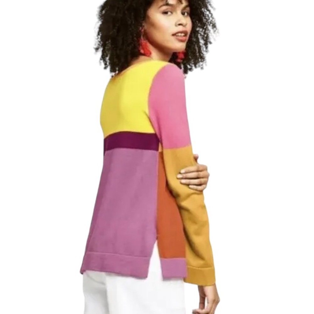 MIZRAHI Sweater Color Block 20th Anniversary Pullover XS Fun Colors - Picture 2 of 11